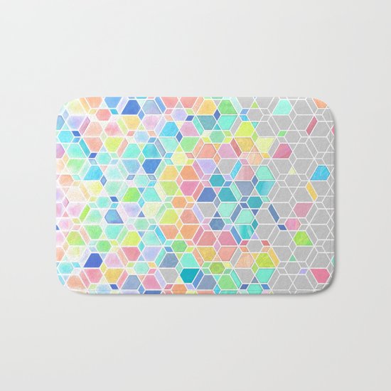 Rainbow Cubes & Diamonds Bath Mat