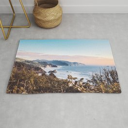 Sunset Over the Ocean and Mountains Area & Throw Rug