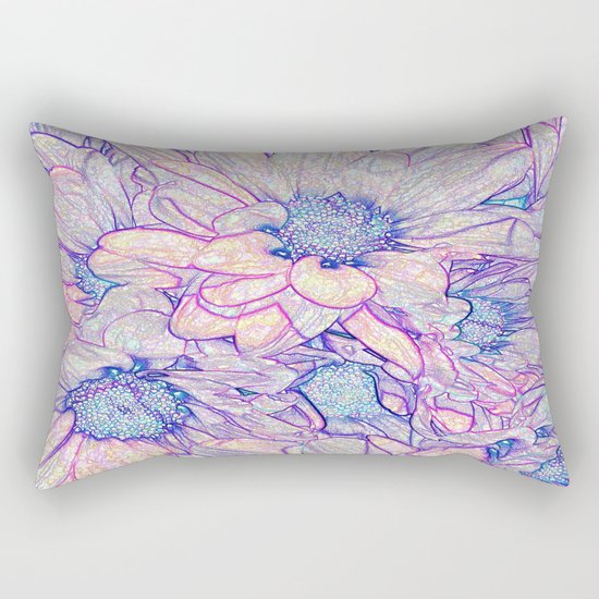 Colorful Floral Sketch Abstract Rectangular Pillow