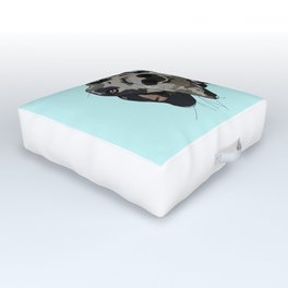 Great Dane in your face (teal) Outdoor Floor Cushion