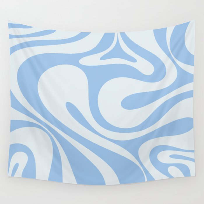 Mod Swirl Retro Abstract Pattern in Light Powder Blue Wall Tapestry