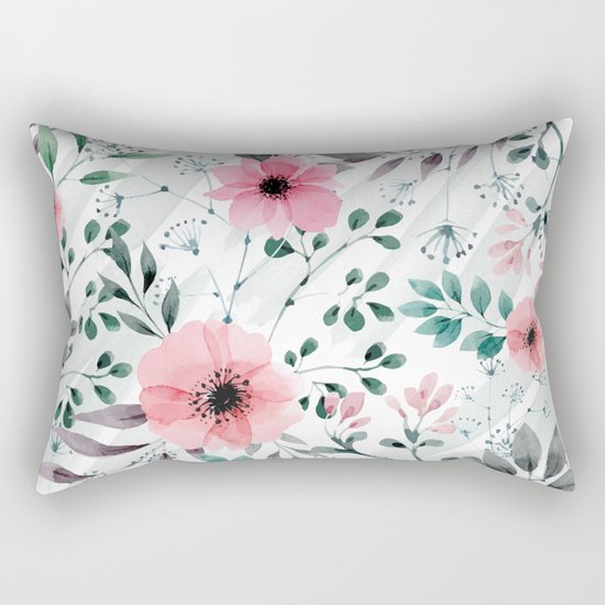 Illustration watercolor flowers and plants Rectangular Pillow