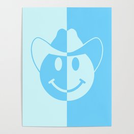 Smiley Cowboy - Blue Poster
