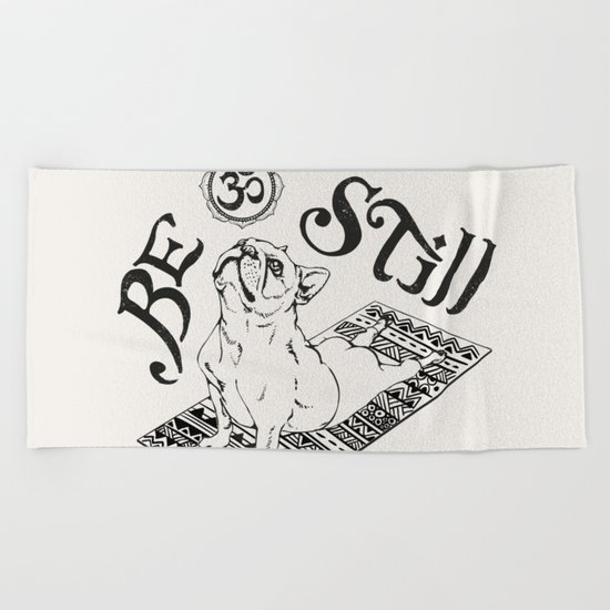 Be Still French Bulldog Beach Towel