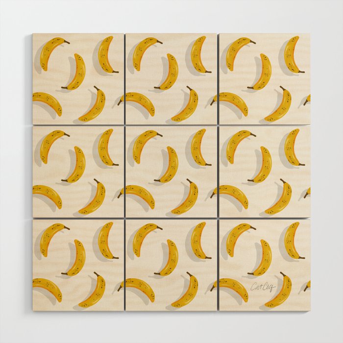 Banana Pattern – White Wood Wall Art