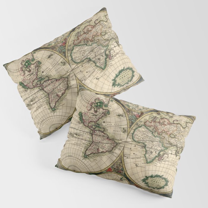 Vintage Map of the world Pillow Sham