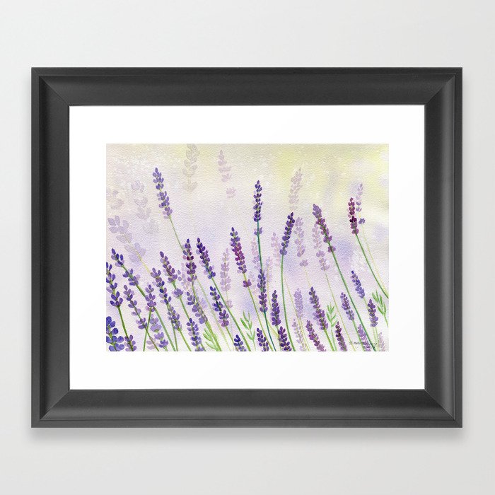 Lavender Flowers Watercolor Framed Art Print