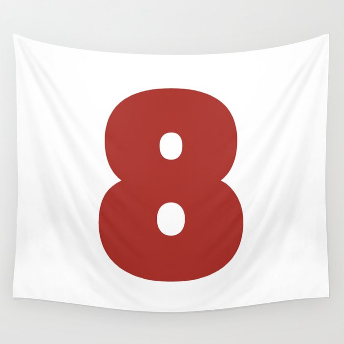 8 (Maroon & White Number) Wall Tapestry