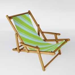 [ Thumbnail: Powder Blue and Green Colored Lines Pattern Sling Chair ]