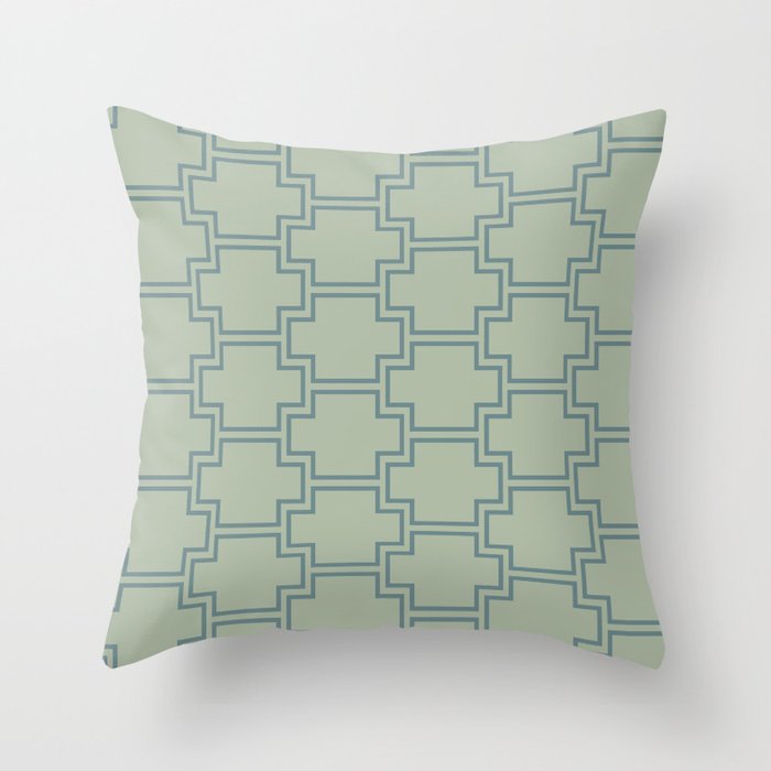 Blue-Green Green Line Pattern 2 Ornamental Box 2021 Color of the Year Aegean Teal Salisbury Green Throw Pillow
