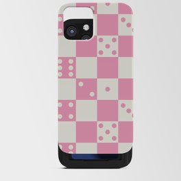 Checkered Dice Pattern (Creamy Milk & Pastel Pink Color Palette) iPhone Card Case