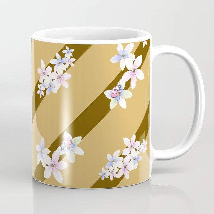 Lines and Flowers Design Coffee Mug