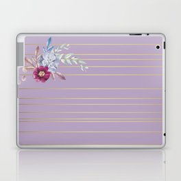 Pastel Watercolor Floral with Metallic Stripes Laptop & iPad Skin