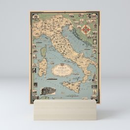 1935 Vintage Map of Italy and Vatican City Mini Art Print