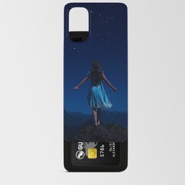 All the world is yours; female on mountaintop overlooking infinity and the world color photograph - photography - photographs Android Card Case