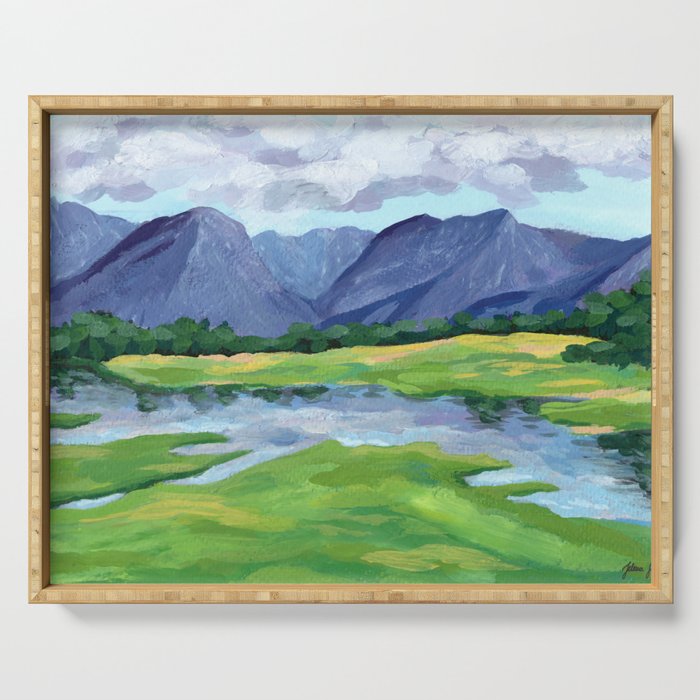 Mountain Lake in the Spring Art Print Serving Tray