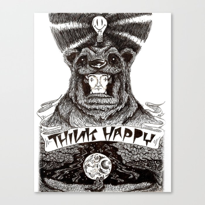 'Think Happy Bear' Canvas Print