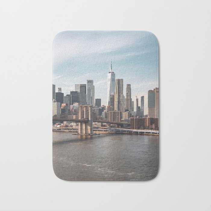 New York City Skyline and the Brooklyn Bridge | Travel Photography in NYC Bath Mat