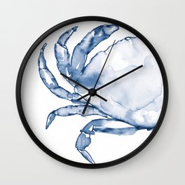 Coastal Crab in Watercolor, Navy Blue (Left Half in Set) Wall Clock