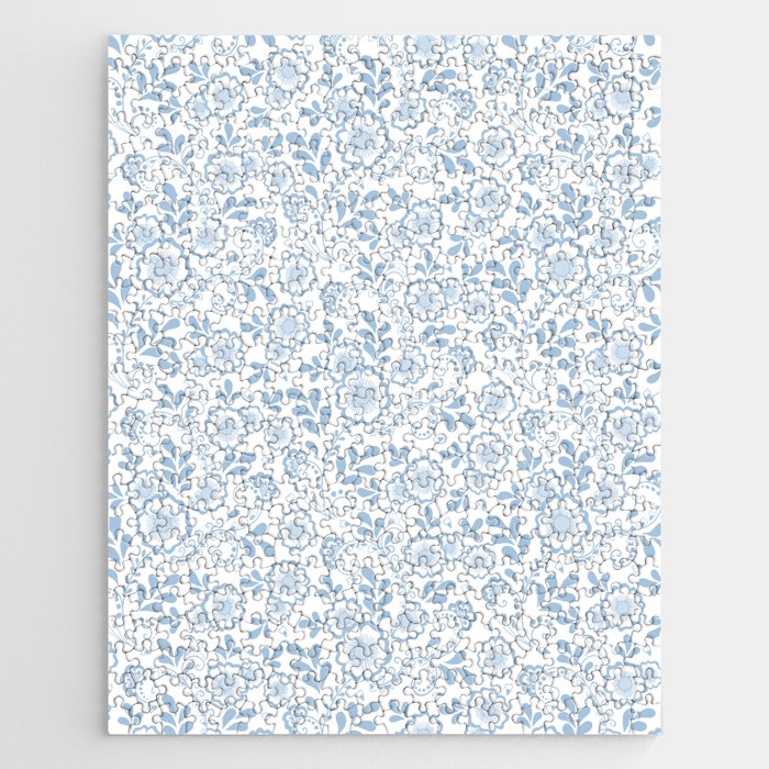 Pale Blue Eastern Floral Pattern Jigsaw Puzzle