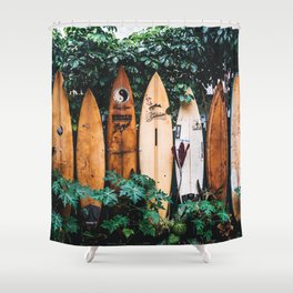 surf time ii / hanalei bay, hawaii Shower Curtain | Digital, Tropical, Ocean, Forest, Nature, Wanderlust, Color, Vintage, Landscape, Coastal 