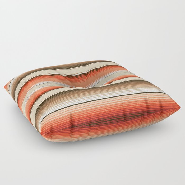 Navajo White, Burnt Orange and Brown Southwest Serape Blanket Stripes Floor Pillow