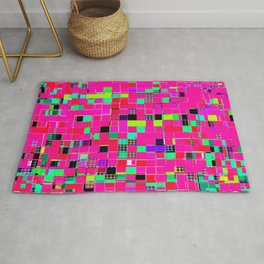 geometric pixel square pattern abstract background in pink green blue Area & Throw Rug