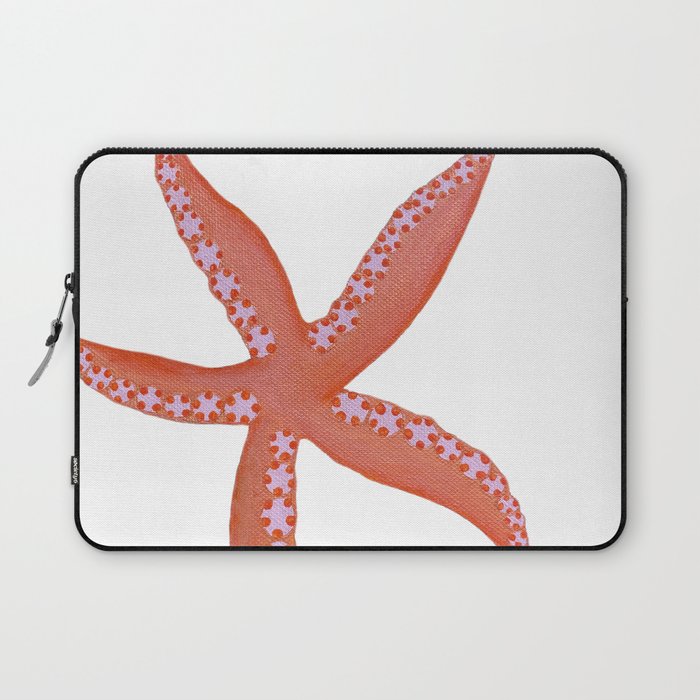 Orange Starfish ~ white background Laptop Sleeve