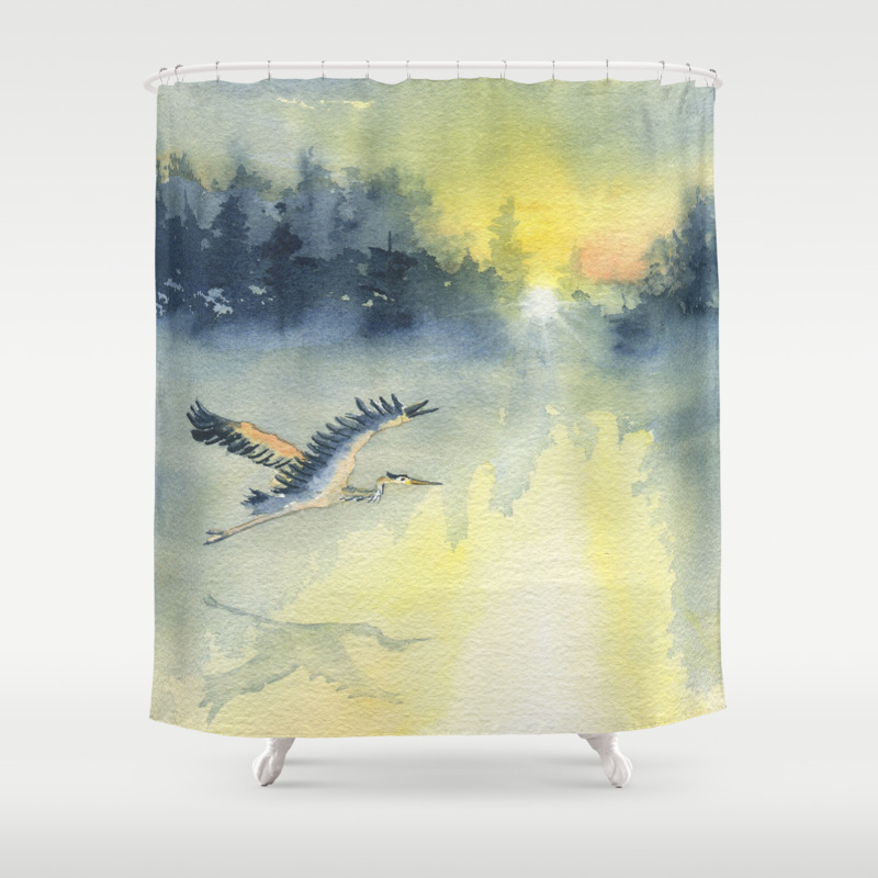 Blue Heron Shower Curtain, Blue Heron Shower Curtain