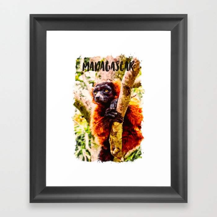 Madagascar Africa city watercolor Framed Art Print