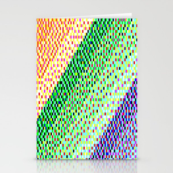 Retro Pixel Art Orange, Green and Purple 8-bit Stripes Stationery Cards