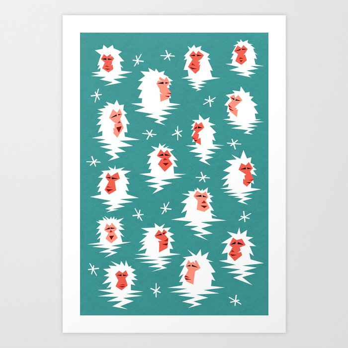 Discover the motif BATHING JAPANESE SNOW MONKEYS by Yetiland as a print at TOPPOSTER