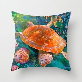 Sea Turtle in Swiming Throw Pillow