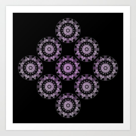Ethnic mandalas in purple Art Print