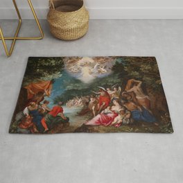 Jan Brueghel the Elder "The baptism of Christ in the river Jordan" Rug | Renaissance, Baptism, Janbrueghel, Janbruegel, Christ, Flemish, Painting, Northernrenaissance, Jordan, River 