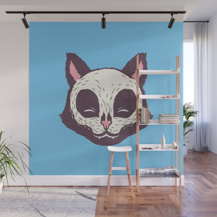 Cat Skull Face by Tobe Fonseca Wall Mural