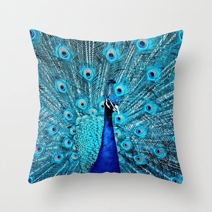 Peacock  Blue 11 Throw Pillow