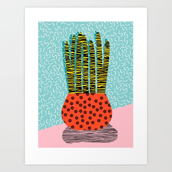 Amped - throwback vintage retro art print memphis style period hipster colorful bright pop art funny Art Print