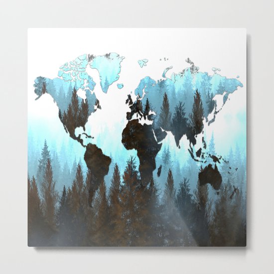 world map forest Metal Print