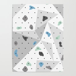 Abstract geometric climbing gym boulders blue mint Poster