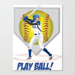 Play Ball! Girls' Softball Canvas Print