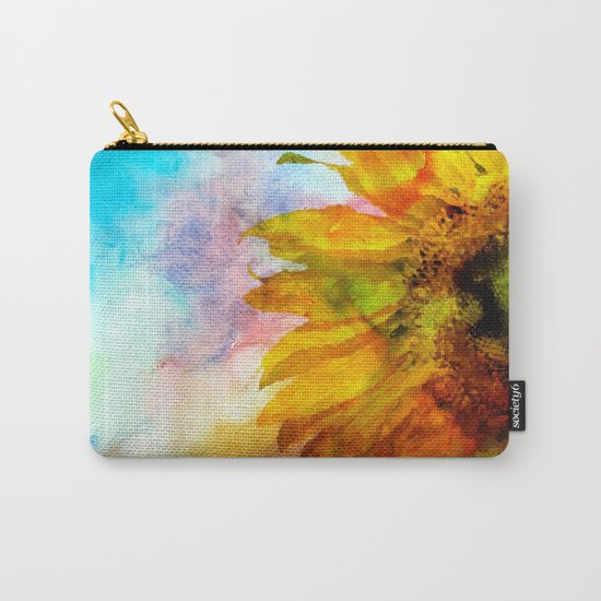 Sunflower on colorful watercolor background- Flowers on #Society6 Carry-All Pouch