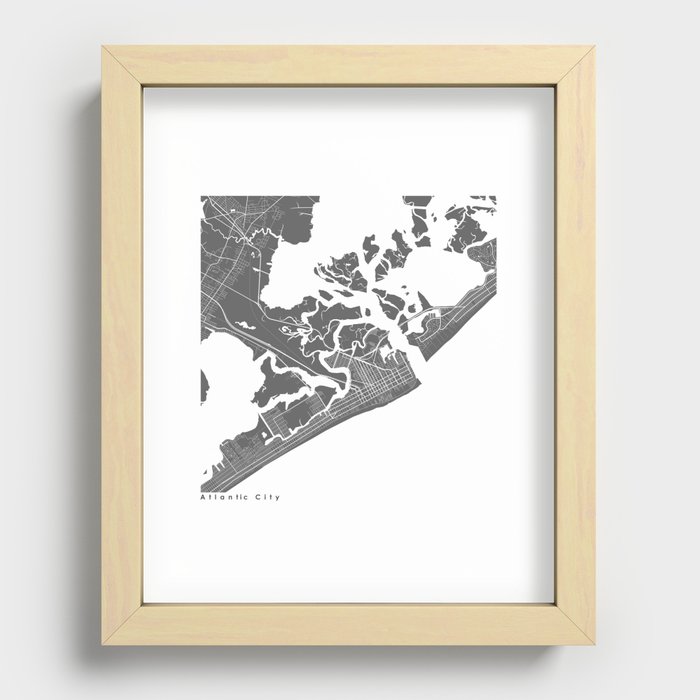 Atlantic City Modern Map Art Print Recessed Framed Print