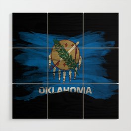Oklahoma state flag brush stroke, Oklahoma flag background Wood Wall Art