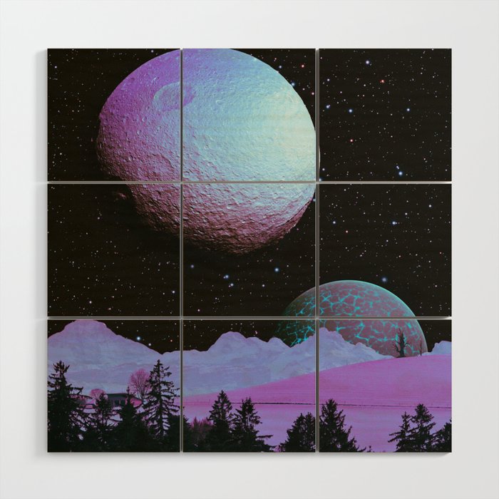Violet Nights - Space Aesthetic, Retro Futurism, Sci-Fi Wood Wall Art