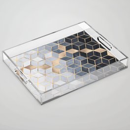 Soft Blue Gradient Cubes Acrylic Tray