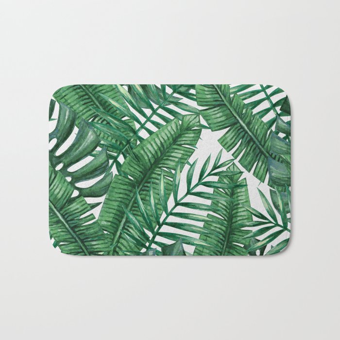 Palm Leaf Tropical Pattern Bath Mat