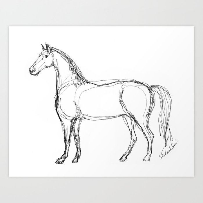Horse Continuous Line Drawing Art Print By Kendrashedenhelm Society6