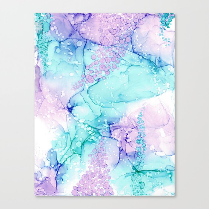 Mermaid Wishes: Original Abstract Alcohol Ink Painting Canvas Print