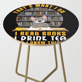 Cat Read Books Drink Tea Book Reading Bookworm Side Table